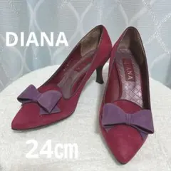 DIANA ワインレッド リボン付きハイヒール