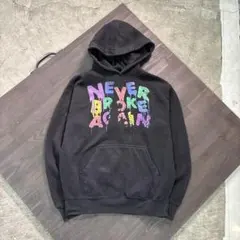 7AS11 プリントパーカー　フーディー　黒　Y2K 古着