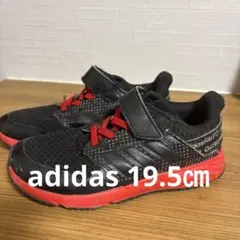 値下げadidas キッズ スニーカー 黒 赤 ベルクロ　19.5㎝