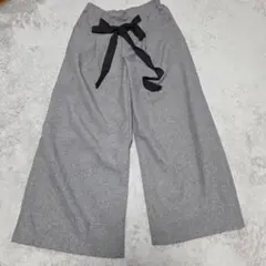 グレー ワイドパンツ Lサイズ リボン付き