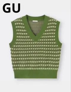 GU ジャカードベスト　チドリ　【Ｌ】