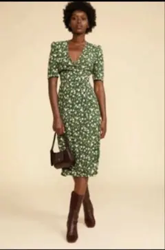 rouge paris 花柄　GABIN DRESS 緑ラップドレス　IENA