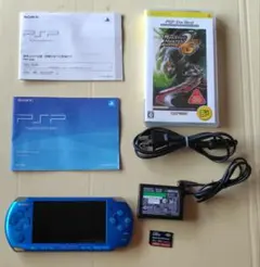 Sony PSP-3000 本体 ブルー ソフト メモリースティック付