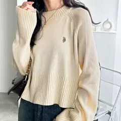 U.S. POLO ASSN. ショート丈ニット　アイボリー　Mサイズ