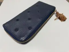 perche ペルケ　牛革ドットL字ファスナー長財布　ネイビー　レディースのサムネイル
