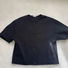 【美品】Steven Alan 半袖　コットン　ノーカラー　ブラウス　ブラックのサムネイル