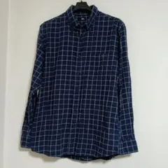 UNIQLO ネイビー チェック 長袖シャツ L