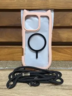 iPhone 16 Pro Max MagSafeストラップ付ピンク　猫耳