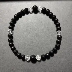 天然石 オニキス カット水晶 パワーストーン ブレスレット