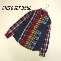 シップスジェットブルー カジュアルシャツ マルチカラー チェック柄 秋冬 S