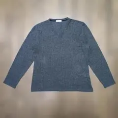 長袖Tシャツ L ダークグレー シャドウチェック 綿混 柔らかな肌触り 極美品のサムネイル