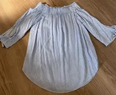 ブラウス トップス　ストライプ　H&M オフショルダー