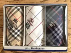 Burberrys バーバリー　メンズ　チェックハンカチ　3枚セット　箱あり