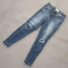 b3158 AZUL by moussy【XS】スキニーデニム ダメージ加工