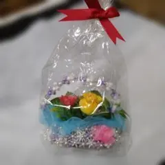 レトロ昭和　石鹸　造花 バスケット型アレンジメント