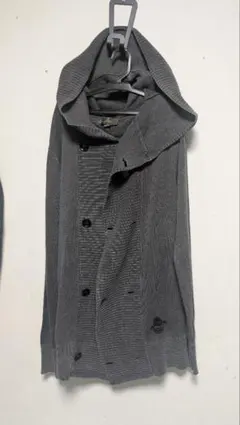 【希少デザイン】DIESEL ダブルボタン ニットパーカーフーディー グレー M