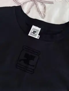 クレージュ Tシャツ 半袖 ブラック Y2K フロッキーロゴ デサント製のサムネイル
