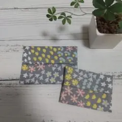 ポケットティッシュカバー　ケース　ポケット付き　北欧風　花畑　ペア　グレー