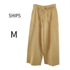 ☆SHIPS シップス　ワイドパンツ M イージーパンツ　イエロー リボンベルト