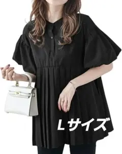 ブラウス レディース 半袖 夏 パフスリ ふんわり 体型カバー