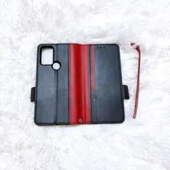 AQUOS V6/plus ケース　手帳型　ブラック/レッド