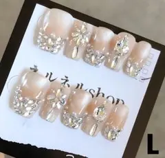 2281:淡いベージュマグネットグラデーションストーンフレンチ☆Lサイズのサムネイル