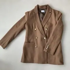 ブラウン ダブルブレスト テーラードジャケット