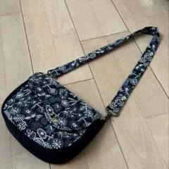 ハンドメイド　ミナペルホネン　セレブレイトネイビー/ミニラウンドショルダー　本革 ハンドメイド ミナペルホネン セレブレイトネイビー/ミニラウンド