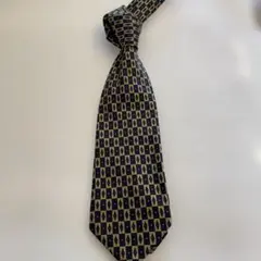 LANVIN 幾何学模様 ネクタイ ネイビー/ゴールド