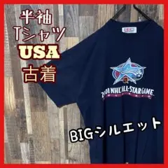 メンズ チームロゴ USA古着 プリント ネイビー 2XL 半袖 Tシャツ