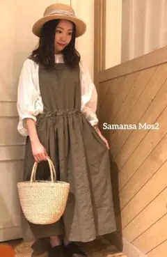 ※Samansa Mos2※オーバーレースエプロンワンピース