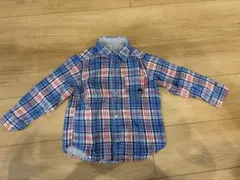Doublé チェック柄 長袖シャツ 100cm