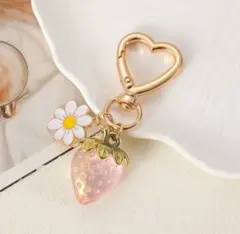 キーホルダー いちご チャーム ハート お花 バッグチャーム ハート ピンク
