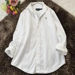ラルフローレン シャツ オックスフォード コットン スリムフィット 白シャツ