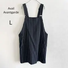 Avail Avantgarde ジャンスカ ミニ丈 ストライプ ネイビー Lのサムネイル