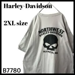 【スカルプリント】古着 ハーレーダビッドソン Tシャツ グレー メンズ 2XL