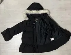 mezzo piano黒いダウンコート 腰と袖のリボンがカワイイ