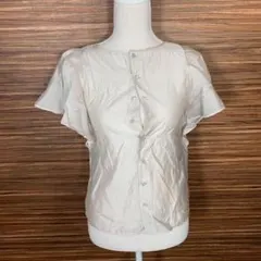 ナチュラルビューティーベーシック シャツ ブラウス S 灰色 グレー 半袖