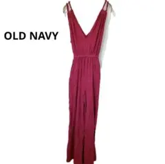 OLD NAVY Vネック スリット入り マキシ丈 オールインワン サロペット