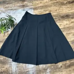 ナチュラルビューティーベーシック フレアスカート 黒 M 裏地ストライプ 日本製