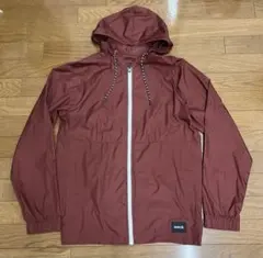 バーガンディ フード付きナイロンジャケット