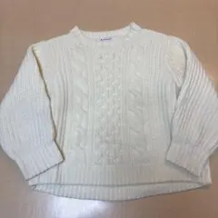 GLOBAL WORK アイボリー ケーブルニット 長袖セーター