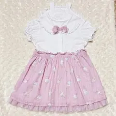 coeur a coeur100cm 半袖ワンピース　アイス柄　うさみみ襟