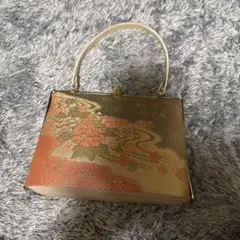 桜模様 和装用バッグ 金色とオレンジ