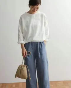 DOORS／リネンバックタックシャツ プルオーバー オフホワイト