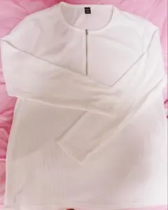 Dazy ホワイト リブ編み 長袖Tシャツ M