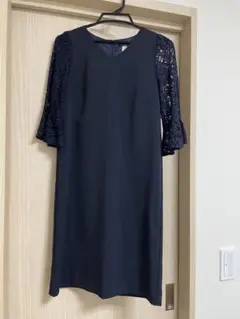 レースフレアスリーブVネック 結婚式 ワンピース ドレス