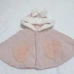 【apres les cours】ウサギ耳付きフリースポンチョ70〜80センチ