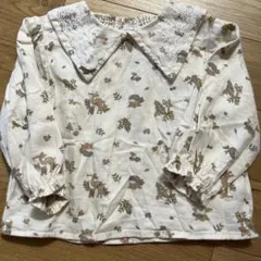 動物柄レース襟シャツ 90 cottoli