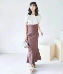 ココディール ストレッチコットンウォッシュハイウエストマーメイドスカート